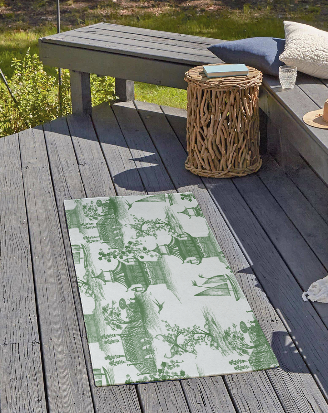 24" 36" Simply Daisy China Old Oriental Chenille Area Rug, Green