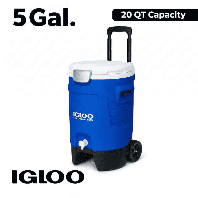 Igloo 5-Gallon Sports Rolling Water Cooler, Blue photo 1