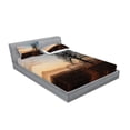thumbnail image 2 of Ambesonne Tree Fitted Sheet & Pillow Sham Set, Countryside Autumn Dusk, Full, Brown Blue, 2 of 2
