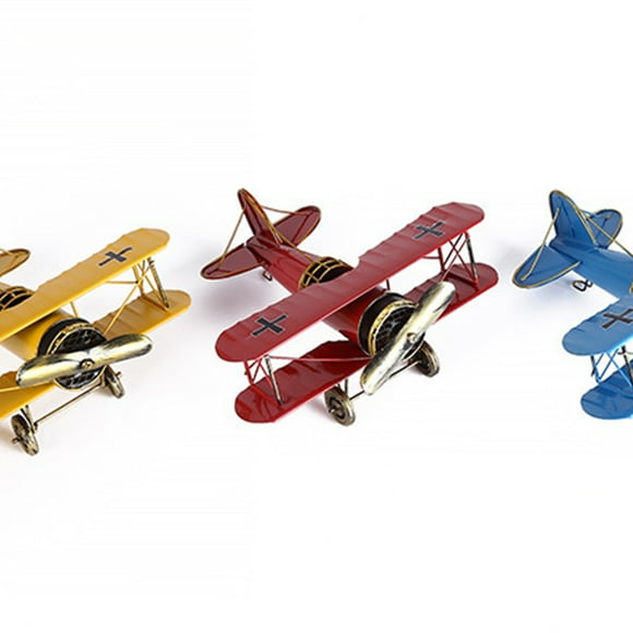 FUTUREORYY Modèle Rétro Avion en Métal Décoration de Bureau pour Collectionneurs Bleu Ciel 1Ensemble