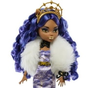 Monster High Clawdeen Wolf Fashion Doll Howliday Edition in Purple Hair, Boa & Gown, Collectible Toy