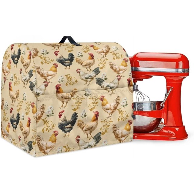 Rooster Pattern Stand Mixer Covers Kitchen Appliance Dust Covers Protective Compatible with 6-8 Quart Kitchen Aid Stand Mixer Cartoon Gnome Mixer Cover