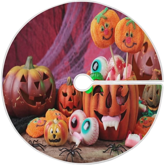 FMSHPON Halloween Halloween Pumpkin Xmas Christmas Tree Skirt Stand Mat for Holiday Party Decoration Indoor Outdoor 48 inches
