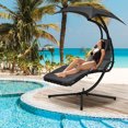 thumbnail image 2 of Gymax Chaise Longue Suspendue en Acier Courbé pour Patio avec Oreiller Intégré Gris, 2 of 7