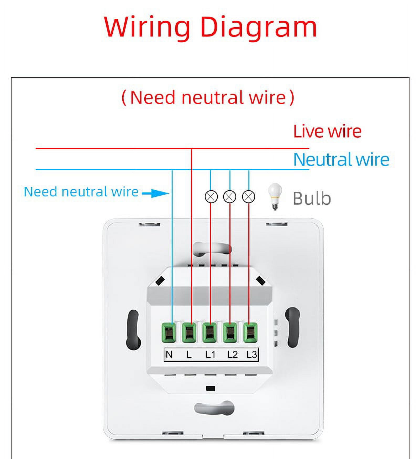 For Smart Home Switch Push Button Wall Light Switch With Neutral Wire