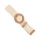thumbnail image 4 of Cinturón tejido con hebilla de madera redonda, elástico, para vestir, trenzado Blanco, 4 of 9
