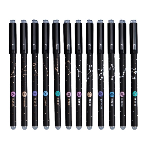 Ywmsfl 12Pcs Erasable Gel Pen Cartoon Gel Inks Pen 0.5mm Needle Tip