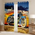 thumbnail image 2 of Castle Fairy Vintage Motorcycle Blackout Curtains Set of 2 (52x84 Each) for Teens, Sunset Art Window Curtains for Bedroom, Blue Orange, 2 of 6
