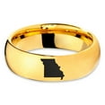 thumbnail image 2 of Tungsten Missouri Show Me State Band Ring 7mm Men Women Comfort Fit 18k Yellow Gold Dome Polished, 2 of 4
