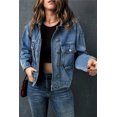 thumbnail image 4 of POGLIP Women's Turn Down Collar Pocket Buttoned Denim Jacket, 4 of 6