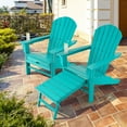 thumbnail image 1 of Costway 2 PCS Outdoor Patio HDPE Adirondack Chair Beach Seat Retractable Ottoman Turquoise, 1 of 9