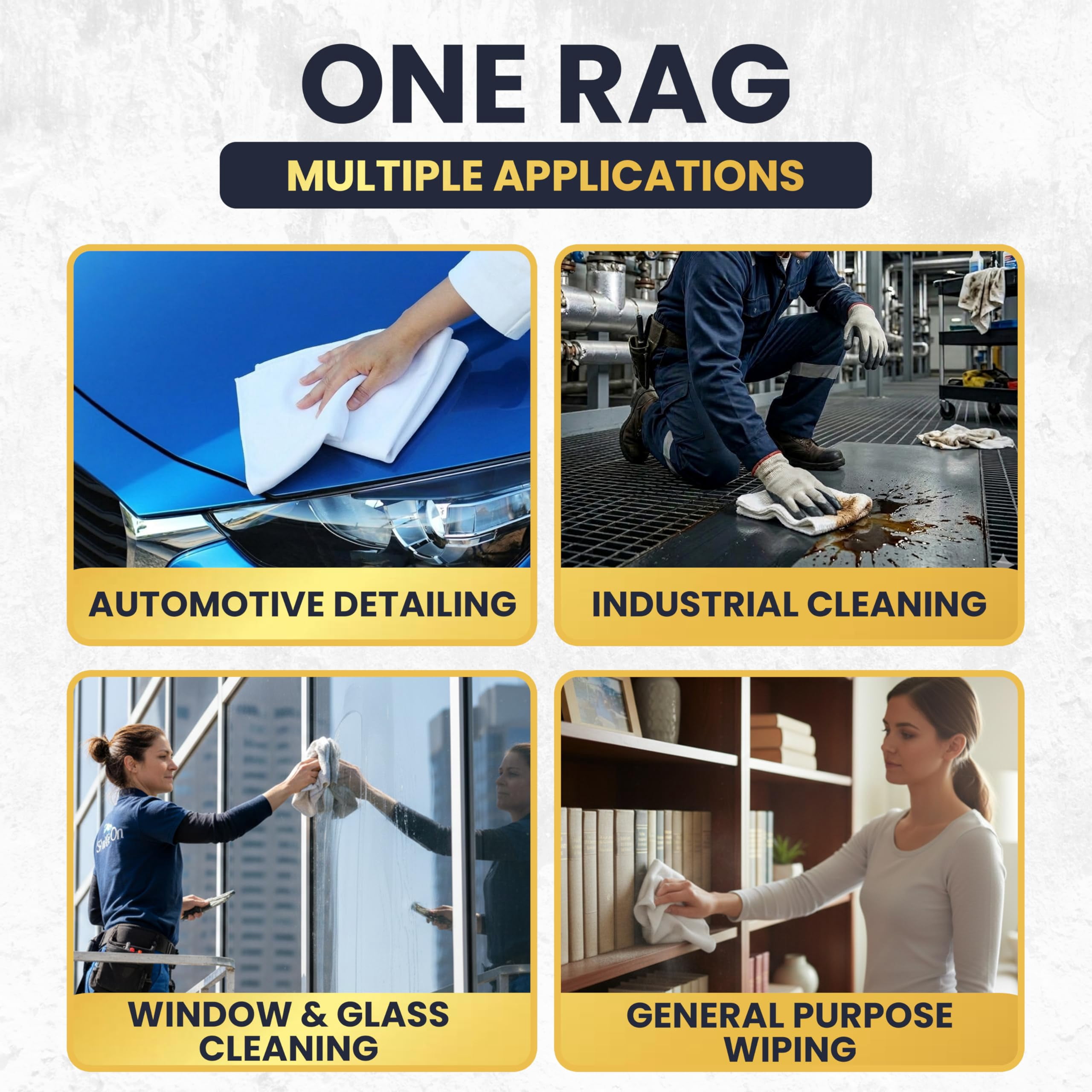 SupremePlus Premium New White Cotton Knit T-Shirt Rags for Cleaning, 10 lb Rags in a Box, Multipurpose Shop Rags for Painting, Staining, Polishing, Grease Cleanup, Auto, Garage, and Industrial Use