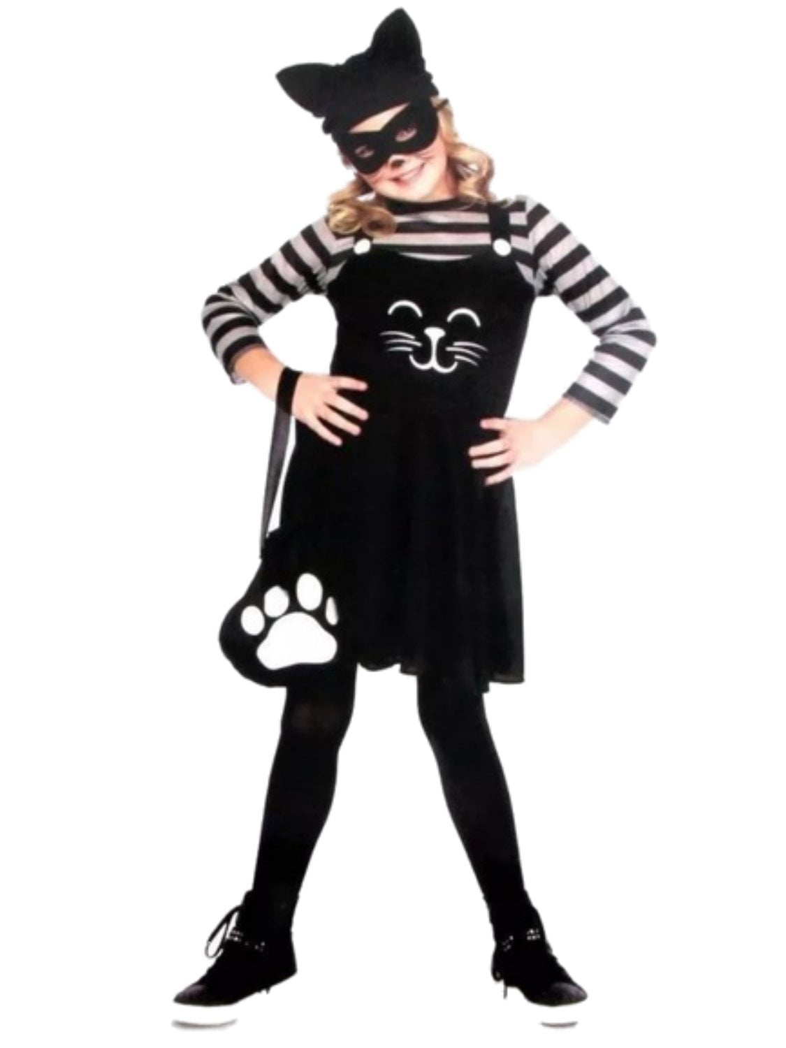 Girls Cat Burglar Child Halloween Costume Hat Dress