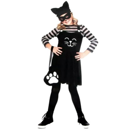 Girls Cat Burglar Child Halloween Costume Hat Dress