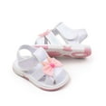 thumbnail image 6 of Xfvqtps Baby Girls Sandals Shiny Bling Bowknot Lightweight Cute Princess Sweet Soft PU Infant Walking Shoes Summer Casual Comfortable Breathable Toddler Sandals Non Slip Called Shoes White, 6 of 8