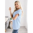 thumbnail image 3 of Wenseny Women Round Neck T-shirt Short Sleeves Loose Fit Tunic Blouse Tops Light Blue XL, 3 of 6