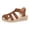 Brown, variant on Women's Wedge Espadrilles Closed Toe Caged Platform Sandals Stretch Strap Slip on Beach Shoes Non Slip Walking Shoes Brown Size 6.5