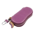 thumbnail image 2 of Organizador de llaves de coche de piel, funda para llavero de mujer, estuche con cremallera para llaves Púrpura, 2 of 9
