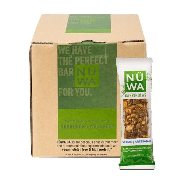 20 PACK NÜWA KETO: Barritas de Quinoa Veganas, Snack Saludable con Vitamina E, Sin Azúcar Añadida, 20 barritas con Ingredientes Naturales, Sin Conservadores y Sin Gluten