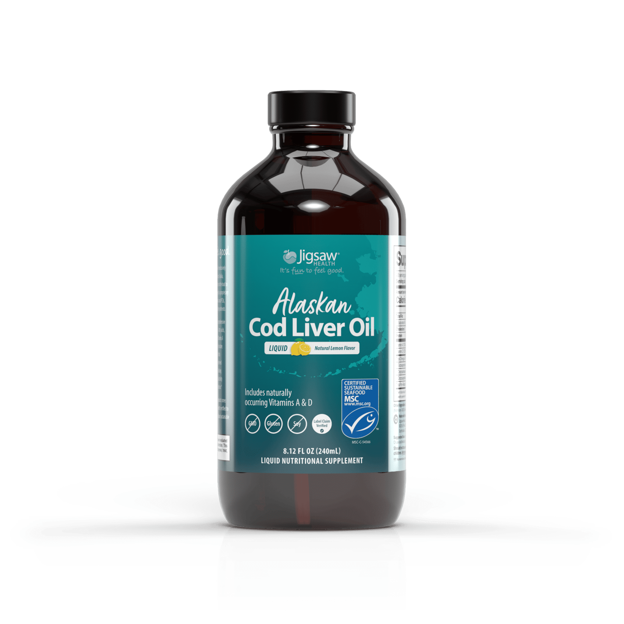 Jigsaw Health Alaskan Cod Liver Oil Liquid, 48 Servings