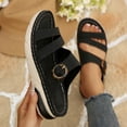 thumbnail image 2 of CYMMPU Women's Triple Strap Platform Slide Sandals, Buckle Decor Open Toe Slip On Wedge Slippers, Casual Summer Footwear Black 38, 2 of 9