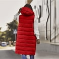thumbnail image 7 of WREESH Womens Long Puffer Vest Sleeveless Hooded Puffy Jackets Winter Warm Padded Down Jacket Outerwear Vests Red, 7 of 7