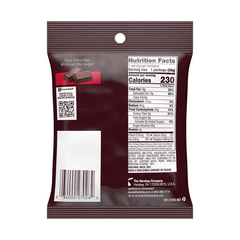 Hershey's Special Dark Sugar-Free Chocolate Candy, Kosher