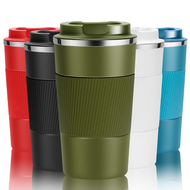 YINJOYI Tazas de café de viaje de 12 oz Taza térmica con vaso aislado para llevar con tapa Taza de café de acero inoxidable reutilizable a prueba de fugas a prueba de derrames para bebidas frías calie