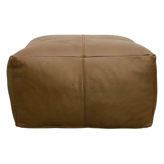 Java Pouf Upholstered in Leather in Brown