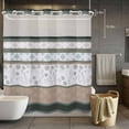 thumbnail image 5 of No Hook Shower Curtains with Snap-in Liner Set, Brown Geometric Waterproof Hotel Style Bathroom Shower Curtain, Stripes Boho Spring Flowers Pastoral Country Mesh Top Bath Curtains 72''x72'', 5 of 9