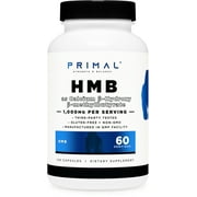 Primal HMB (1000mg, 120 Capsules) | Athlete Formula, Gluten-Free, Non-GMO, 60 Servings