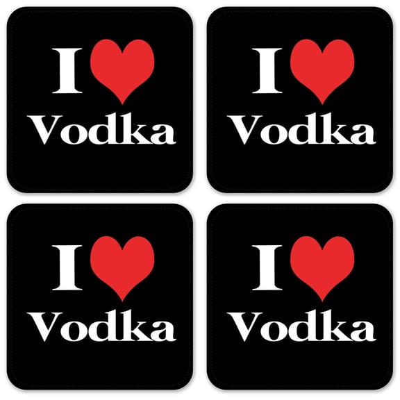 Vinyl Drink Coasters - Set of 4 - I Heart Vodka