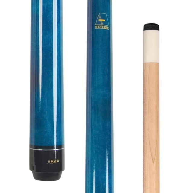 ASKA Blue 36" Short Pool Cue – 2-Piece Canadian Maple Stick for Kids & Tight Spaces (12.5 oz)