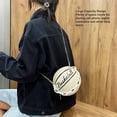thumbnail image 3 of Basketball Shape Shoulder Bag PU Leather for Women Girls Multifunctional Use with Large Capacity Top Zipper Closure for Daily Items, 3 of 7