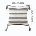 thumbnail image 2 of Bomd Boho Outdoor Couch Throw Pillow Covers , Decorative Thick Woven Striped Accent Neutral Pillow Covers with Tassels for Bed Sofa Home Decor, 19.7x19.7 Inch, Black and Cream White, 2 of 7
