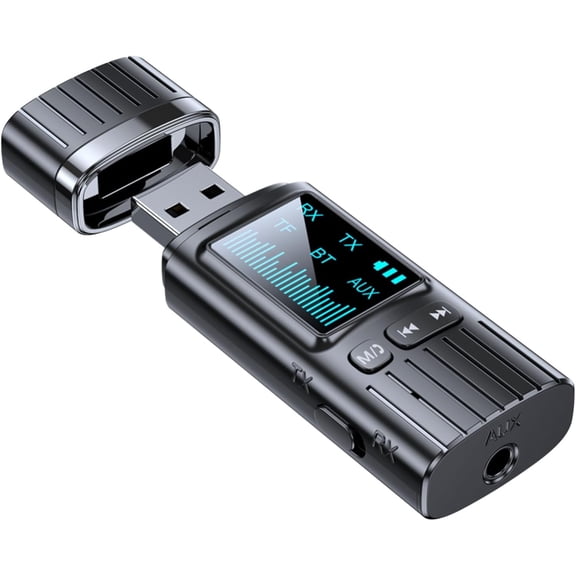 USB Bluetooth 5.4 Transmitter Receiver, 2-in-1 Mini Wireless Audio Adapter, 3.5mm AUX Bluetooth Adapter for TV, PC, Speakers, Car/Home Stereo System, Power Supply