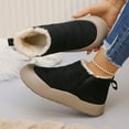 thumbnail image 5 of Black Ladies Round Toe Slip On Snow Boots With Flat Sole For Casual Winter Wear, 5 of 9