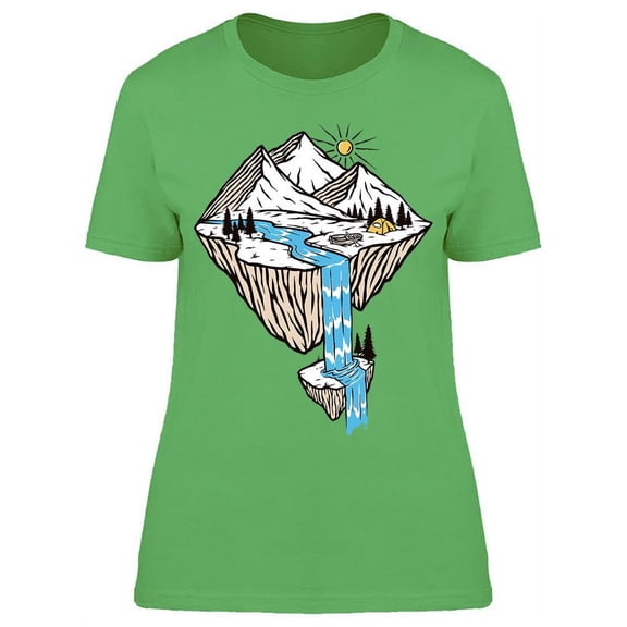 Floating Mountain With Waterfall T-Shirt Women -Image by Shutterstock, Female x-Large