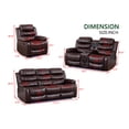 thumbnail image 4 of 3-Piece Faux Leather Reclining Sofa Set Drop Down Table USB Charging Brown, 4 of 7