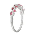 thumbnail image 2 of Simulated Ruby Cubic Zirconia Double Wavy Row Ring Sterling Silver Size 6, 2 of 4