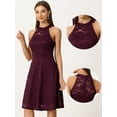 thumbnail image 2 of DARING DIVA Halter Neck Sleeveless Cocktail A-Line Dress S Burgundy, 2 of 6