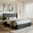 thumbnail image 3 of Amolife Queen Size Upholstered Lift up Storage Platform Bed Frame with Fabric Button Tufted Wingback Headboard, Dark Gray, 3 of 12
