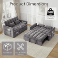 thumbnail image 2 of Amuille 3 in 1 Convertible Sleeper Sofa Bed, 54" Velvet Fabric Loveseat, Pull Out Couch for Living Room and Apartment (Dark Gray), 2 of 8