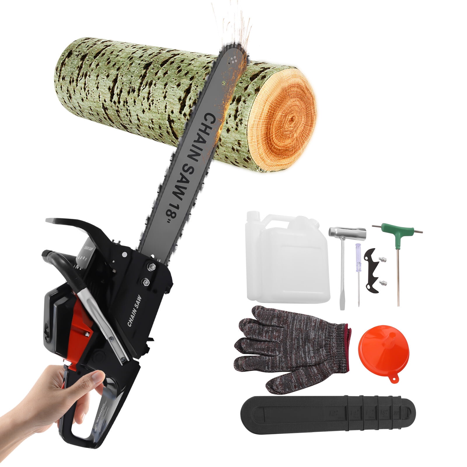 PEAKORA58cc Gasoline Chainsaw Gasoline Powered Chain Saw Engine Cutting 2 Cycle 18" Bar