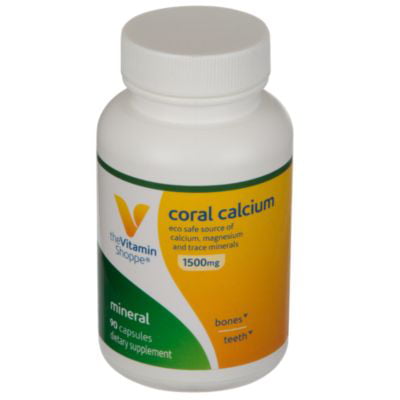 The Vitamin Shoppe Coral Calcium 1,500MG  Eco Safe Source of Calcium, Magnesium  Trace Minerals to Support Healthy Bones and Teeth (90