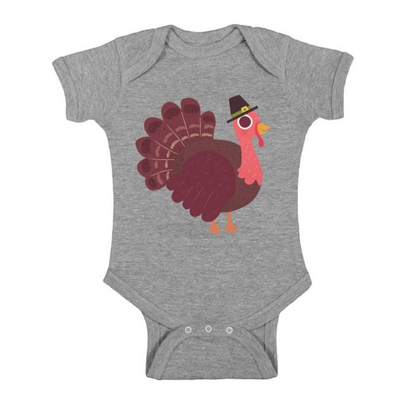 Awkward Styles Thanksgiving Baby Bodysuit Pink Turkey Romper