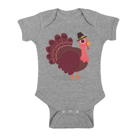

Awkward Styles Thanksgiving Baby Bodysuit Pink Turkey Romper