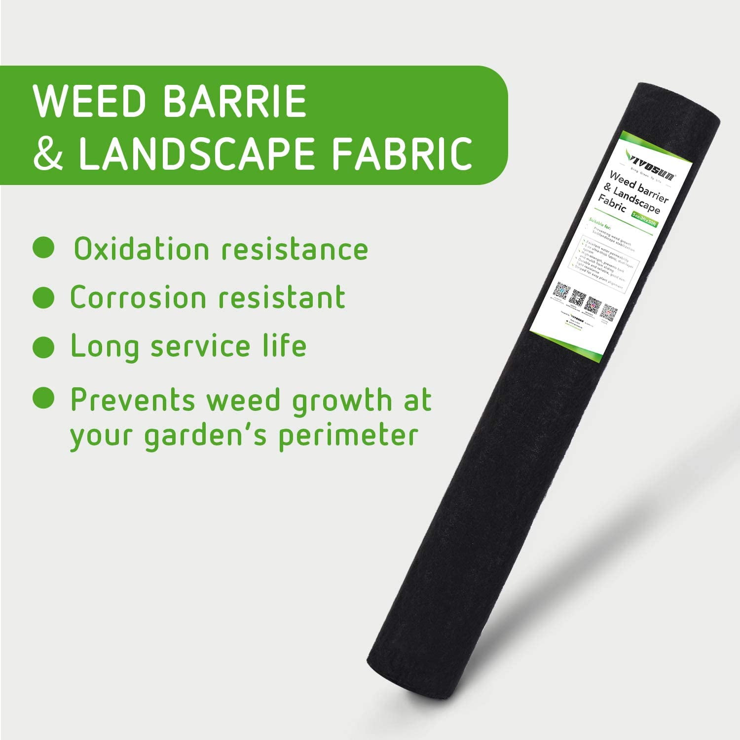 VIVOSUN Barrier Landscape Fabric Commercial Grade Ground Cover for Outdoor 