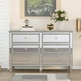 thumbnail image 2 of 6-Drawer Bedroom Side Table with Arrow-shape Legs,  Dresser with Silver Mirror Finish, Storage Cabinet with Crystal Handles, for Living Room, Hallway, Entryway, Easy to Maintain, Silver, 2 of 9