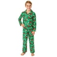 thumbnail image 4 of Peanuts Kids' Christmas Snoopy Charlie Brown 2PC Button-Down Coat Front Sleep Holiday Pajama Pant Set For Boys Girls, 4 of 6